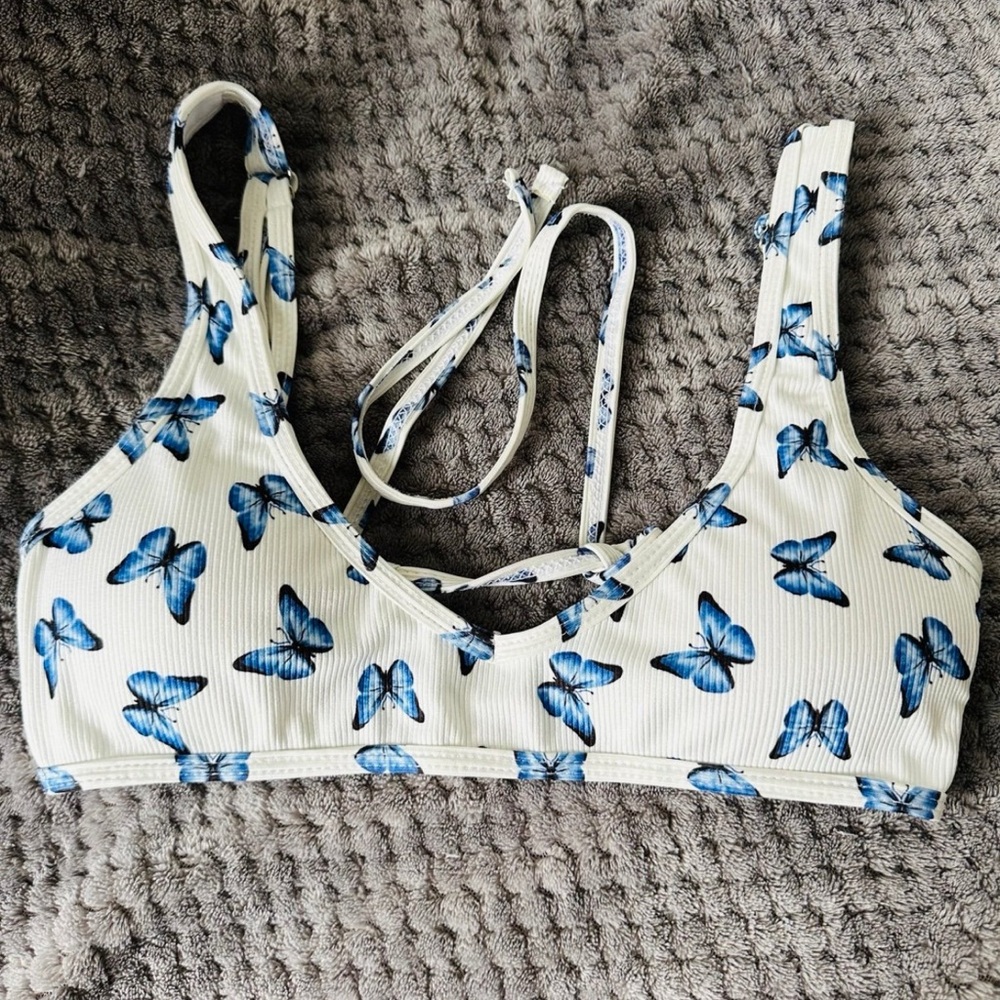 Blue Butterfly Print Bralette
